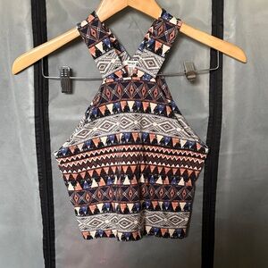 Forever 21 Geometric Patterned Bodysuit - Black, White, Orange